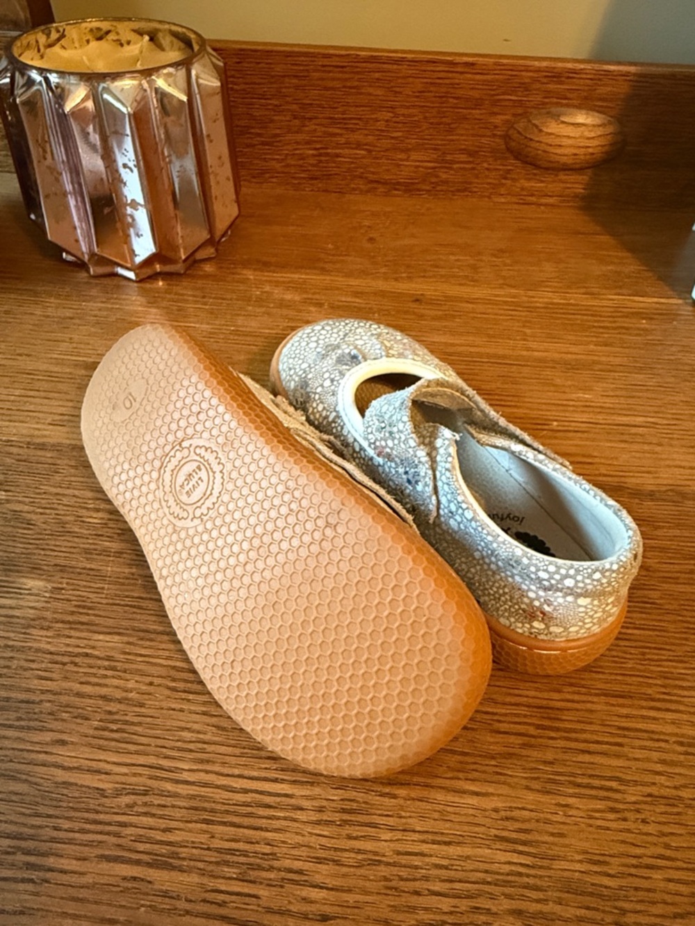 Livie & Luca Cream Sparkle Mary Jane Girls' Dress Shoes - Picture 4 of 4